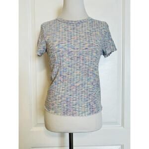 Code x Mode Purple Space Dye Stretch Boutique Designer Fitted T-Shirt NEW Tee M